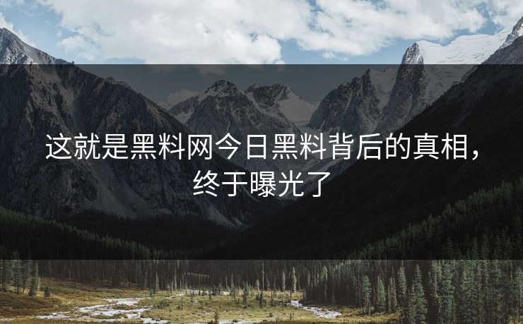 这就是黑料网今日黑料背后的真相，终于曝光了