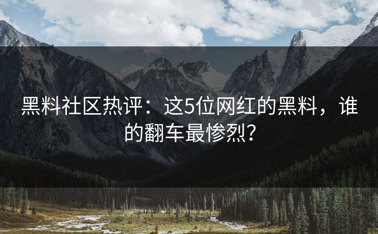 黑料社区热评：这5位网红的黑料，谁的翻车最惨烈？