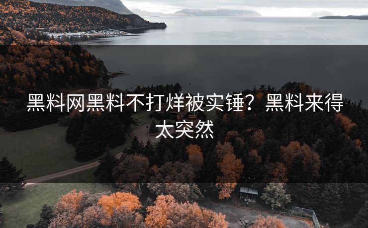 黑料网黑料不打烊被实锤？黑料来得太突然