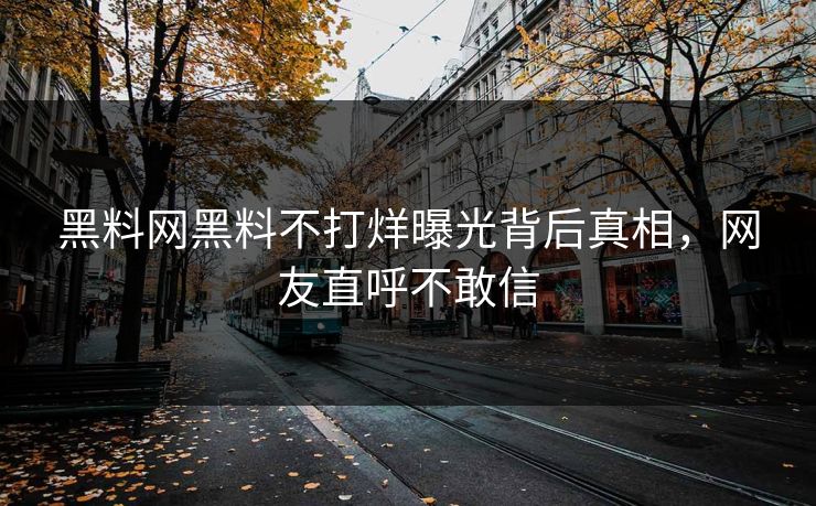 黑料网黑料不打烊曝光背后真相，网友直呼不敢信