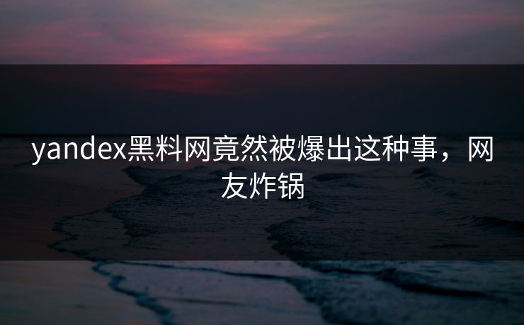 yandex黑料网竟然被爆出这种事，网友炸锅
