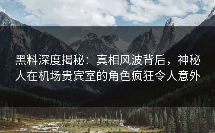 黑料深度揭秘：真相风波背后，神秘人在机场贵宾室的角色疯狂令人意外