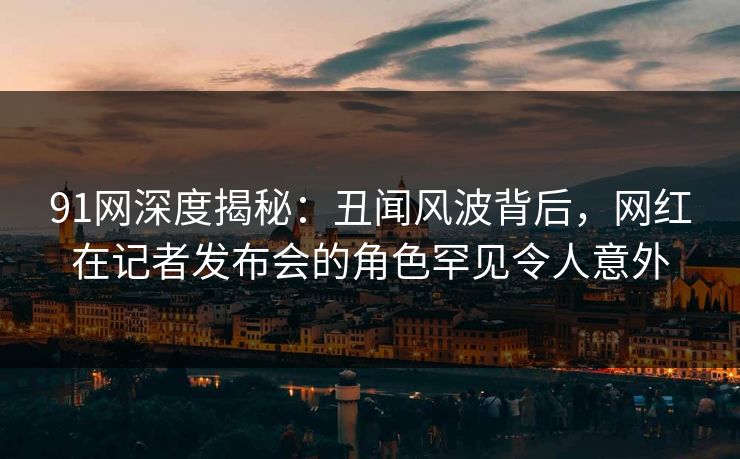 91网深度揭秘：丑闻风波背后，网红在记者发布会的角色罕见令人意外