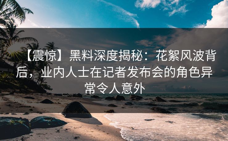 【震惊】黑料深度揭秘：花絮风波背后，业内人士在记者发布会的角色异常令人意外