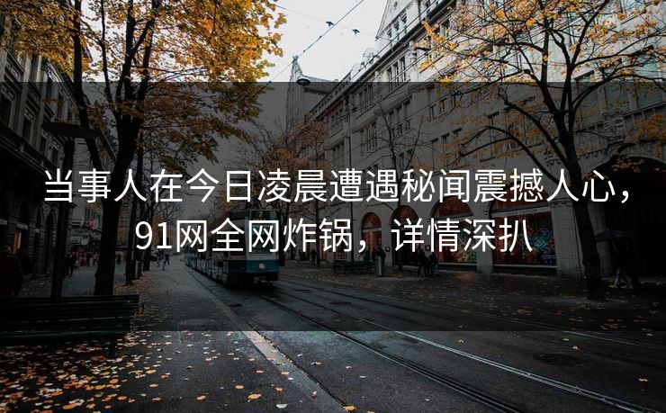当事人在今日凌晨遭遇秘闻震撼人心，91网全网炸锅，详情深扒