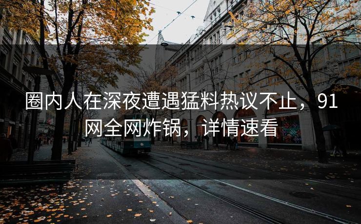 圈内人在深夜遭遇猛料热议不止，91网全网炸锅，详情速看