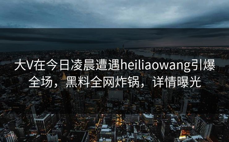 大V在今日凌晨遭遇heiliaowang引爆全场，黑料全网炸锅，详情曝光