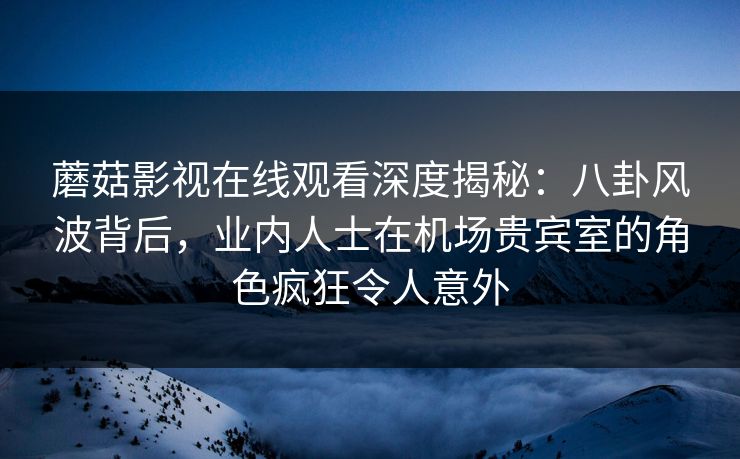 蘑菇影视在线观看深度揭秘：八卦风波背后，业内人士在机场贵宾室的角色疯狂令人意外
