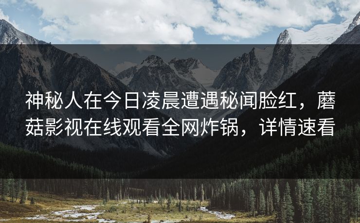 神秘人在今日凌晨遭遇秘闻脸红，蘑菇影视在线观看全网炸锅，详情速看