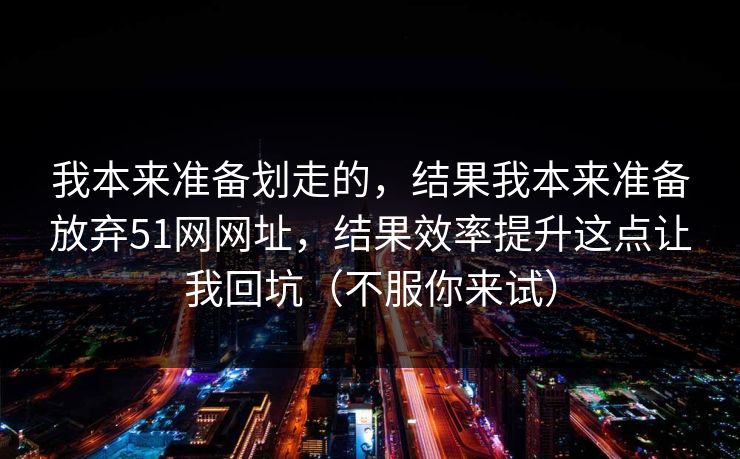 我本来准备划走的，结果我本来准备放弃51网网址，结果效率提升这点让我回坑（不服你来试）